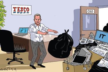 Retail Week’s cartoonist Patrick Blower’s take on Dave Lewis starting his role as Tesco’s CEO, having taken over a month ahead of schedule.