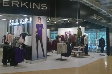 The Dorothy Perkins and Burton concessions at Tesco's Culverhouse Cross Extra store.