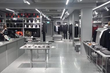 Menswear is more prominent on the ground floor in H&M's new fascia Arket