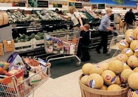Food prices plunged at the quickest rate in eight years last month as supermarkets continued their discounting war