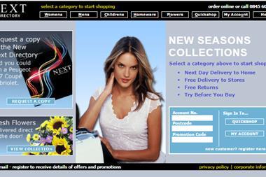 By 2004 the relationship between Next's website and the Directory had become even more prominent, with the account sign-in box highlighted on the homepage, and a catalogue request banner