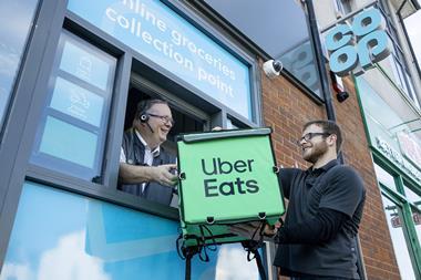 Uber Eats rider collecting Co-op order from store