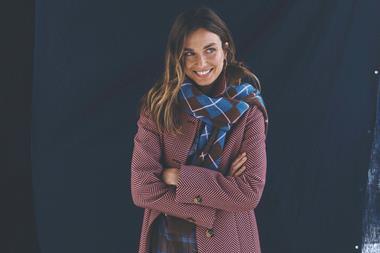 Boden photoshoot - woman wearing overcaot and scarf
