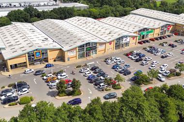 Retail park shown from above