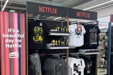 Netflix clothes and accessories on display in Asda