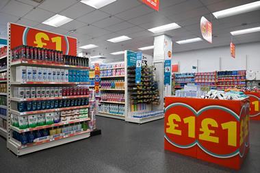 Poundland interior showing single-proce-points