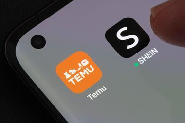 Temu and Shein apps on phone screen