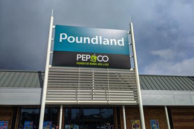 Exterior of Poundland and Pep&Co store showing dual branding
