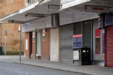 Closed stores on a Glasgow street