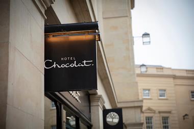 Hotel Chocolat logo outside a store