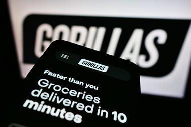 Gorillas grocery delivery on smartphone