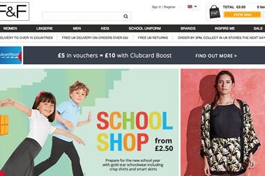 The F&F site is set up for shopping to buy, rather than shopping to get ideas.