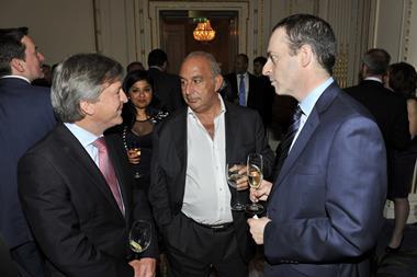 Home Retail chief executive Terry Duddy, Arcadia tycoon Philip Green and BT chief executive Ian Livingston at Retail Week's 25th Birthday Party
