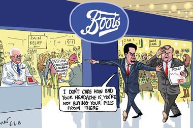Retail Week’s cartoonist Patrick Blower’s take on the war of words between Boots boss Stefan Pessina and Labour’s Ed Miliband.