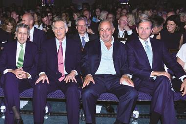 Lord Stuart Rose, Tony Blair, Sir Philip Green and Marc Bolland at the Fashion Retail Academy event