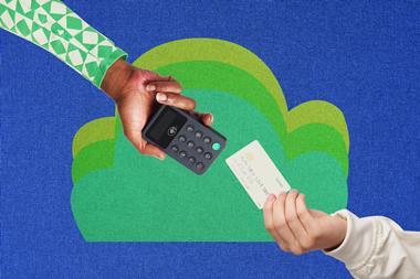 Customer tapping card on reader