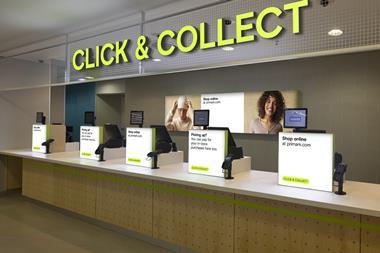 Click and collect desk at Primark store
