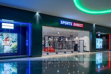 Exterior of Sports Direct store, Newbridge