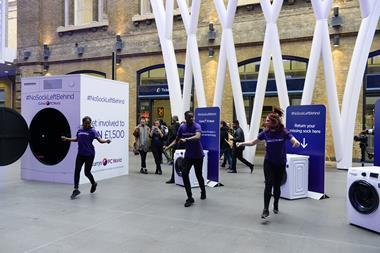 The Currys PC World dancers perform for passers-by at King's Cross station.