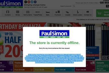 Homewares retailer Paul Simon has collapsed into administration