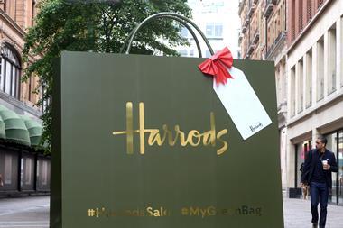 Harrods has posted a jump in full year profits and sales despite “tough trading conditions” on British high streets