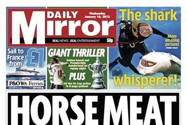 Tesco horse meat Mirror front page