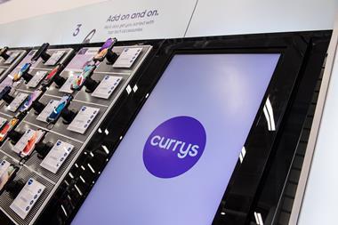 Currys logo on screen in store