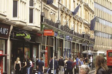 The number of visitors to high streets increased last month