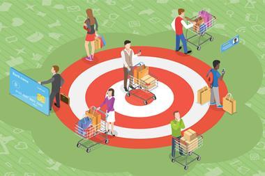 Illustration-of-shoppers-with-trolleys-and-bags-on-target