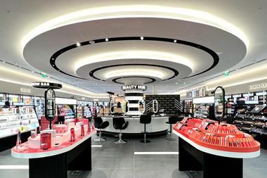 Interior of Sephora Westfield store, showing beauty products on display