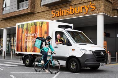 Deliveroo rider and Sainsbury's Groceries Online driver set off from Hor.._