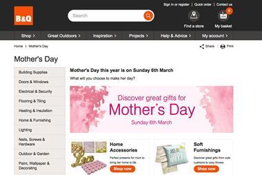 B&Q’s dedicated Mother’s Day website