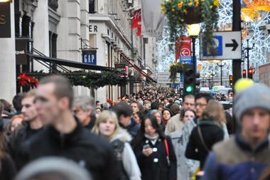 Christmas shoppers in high street
