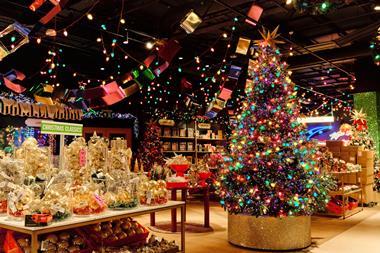 Christmas tree and seasonal products in Selfridges' Christmas shop