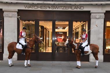 Players from the Piaget Young England Polo Team outside Watches of Switzerland
