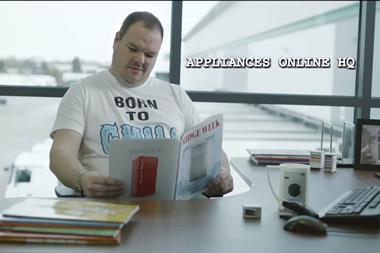 The ad features a fictional head buyer who is obsessed with white goods