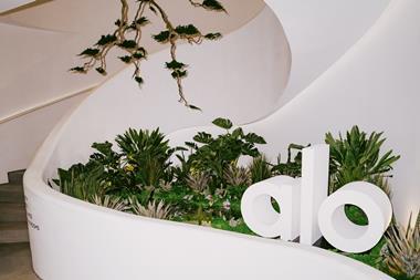 Interior of Alo store, Regent Street, showing greenery on display