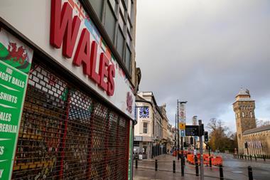 Shuttered shop Cardiff