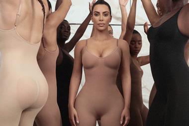 Kim Kardashian in brand imagery for Skims shapewear