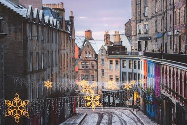 Christmas shopping street Edinburgh