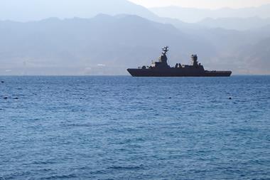 Naval ship in Strait of Hormuz and Red Sea