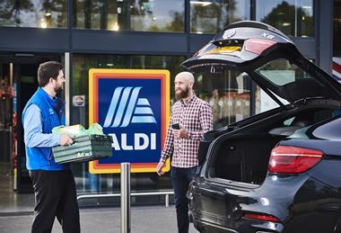 Aldi Click and Collect - groceries being delivered to customer's car