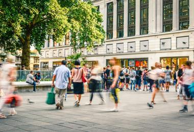 Shoppers on a busy day on the high street