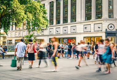 Shoppers on a busy day on the high street