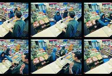 Man attacking a shop worker in a store