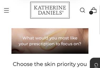 Katherine Daniels digital skincare homepage