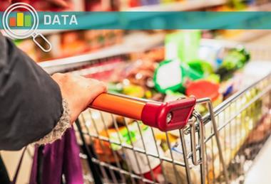Supermarket trolley with groceries