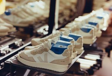 Veja trainers on a production line