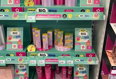 Glow Hub products on shelves in Superdrug