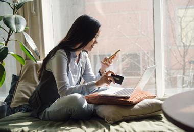 Woman online shopping